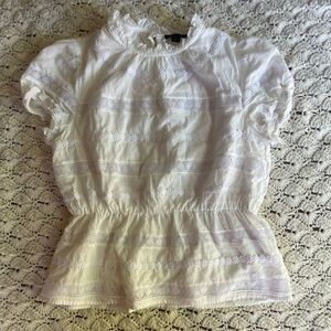 J. Crew White Lace Detail Blouse
